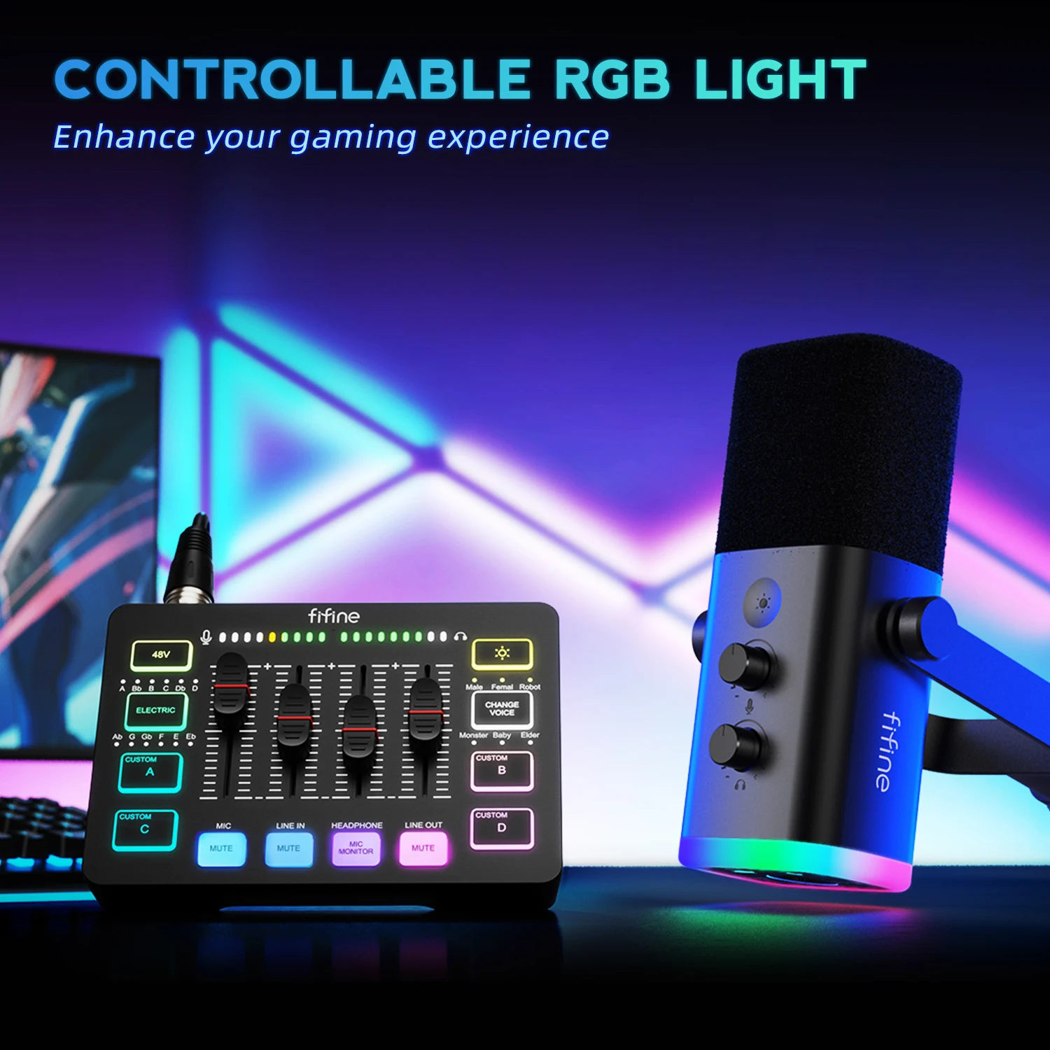 FIFINE オールインワン ポッドキャスト キット RGB オーディオ