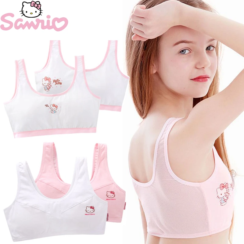 Kawaii Hello Kitty Vest Development Period Underwear Girls Thin No Steel  Ring Bra Underwear Cute Kt Cat Small Vest Bra - Movies & Tv - AliExpress