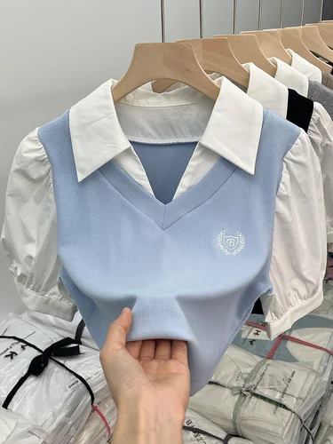 여성용 반팔 폴로 셔츠, 시크하고 달콤하고 매콤한 레트로 디자인, 여름 티셔츠, 통근 및 한국 스타일 2