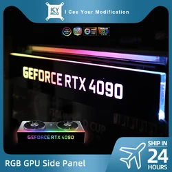 RGB GPU Side Panel Customizable A-RGB VGA Decoration Video Card Cover Customize 5V3PIN/12V4PIN AURA PC MOD PC Case MOD RTX GTX