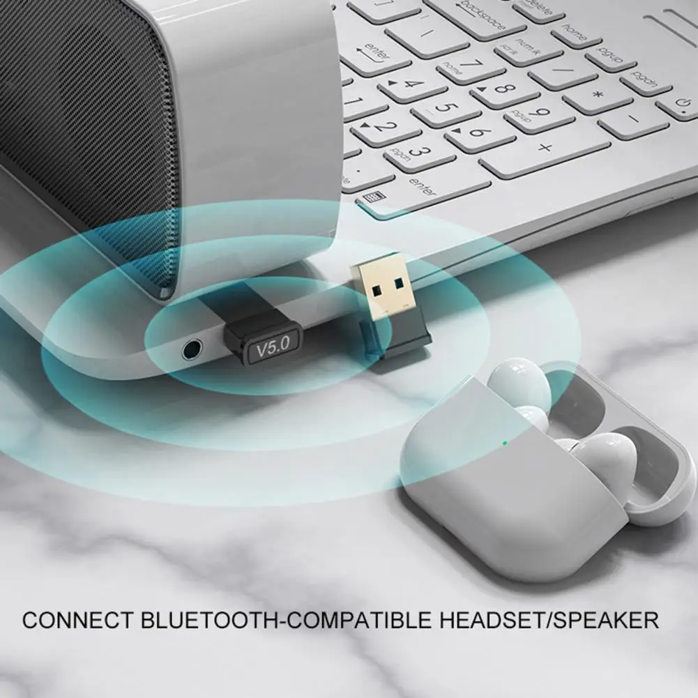 

Wireless Transmitter Quick Response Multi-purpose Mini Bluetooth-compatible5.0 Plug Play USB Adapter Dongle for Mouse