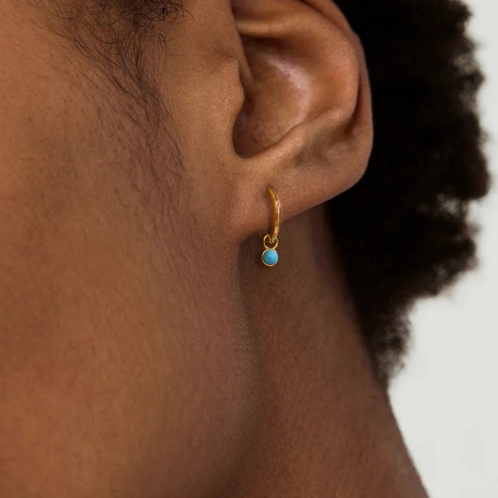 Aide 925 Sterling Silver Turquoise Drop Ear Buckle Gold Hoops Earrings For Women Minimalist Fine Jewelry Trendy Pendientes Gift 4