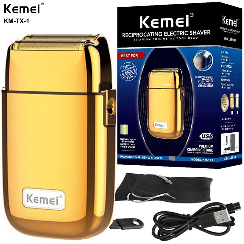 

Kemei TX1 Full Metal Electric Shaver for men Hair Beard Electric Razor bald head Shaving machine Finishing Fades Rechargeable