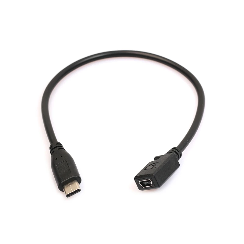 Right-Angle USB-C to Mini USB Adapter Cable for Charging and Data Transfer