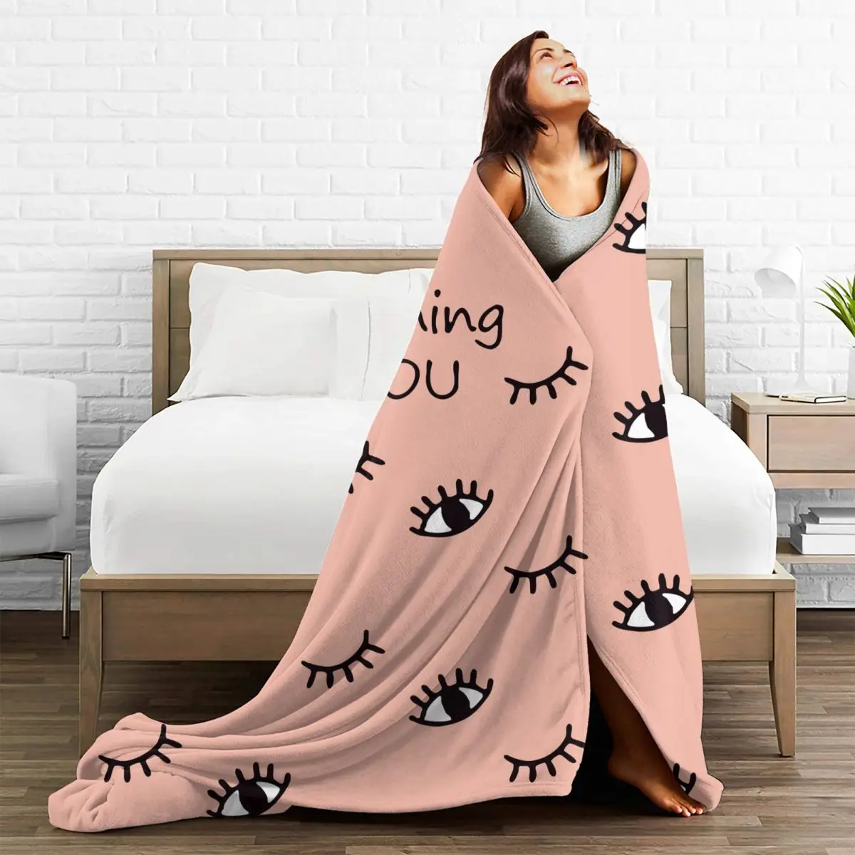 Eyelash Blankets Coral Fleece Plush Winter Beautiful Eyes Multi-function Ultra-Soft Throw Blankets for Sofa Travel B