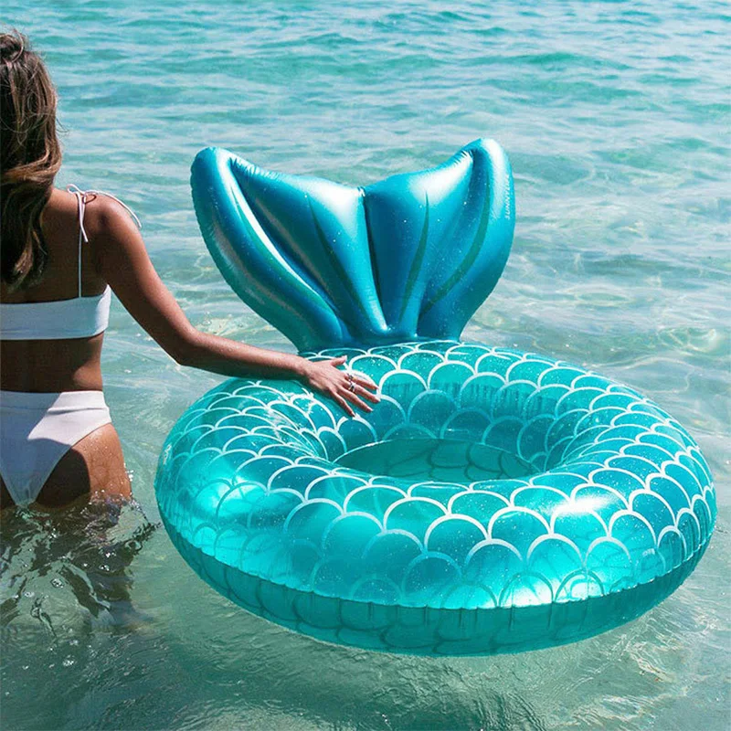 

Rooxin Inflatable Pool Float Swimming Ring for Adult Kids Mermaid With Backrest Swimming Mattress Floating Ring Pool Accessories