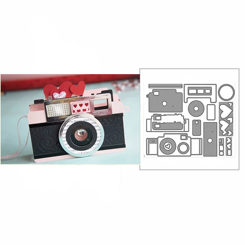 

2022 Heart Shape Lovely Camera Cutting Die File Original Stencils For DIY Scrapbooking Photo Album Decorative DIY Paper Cards