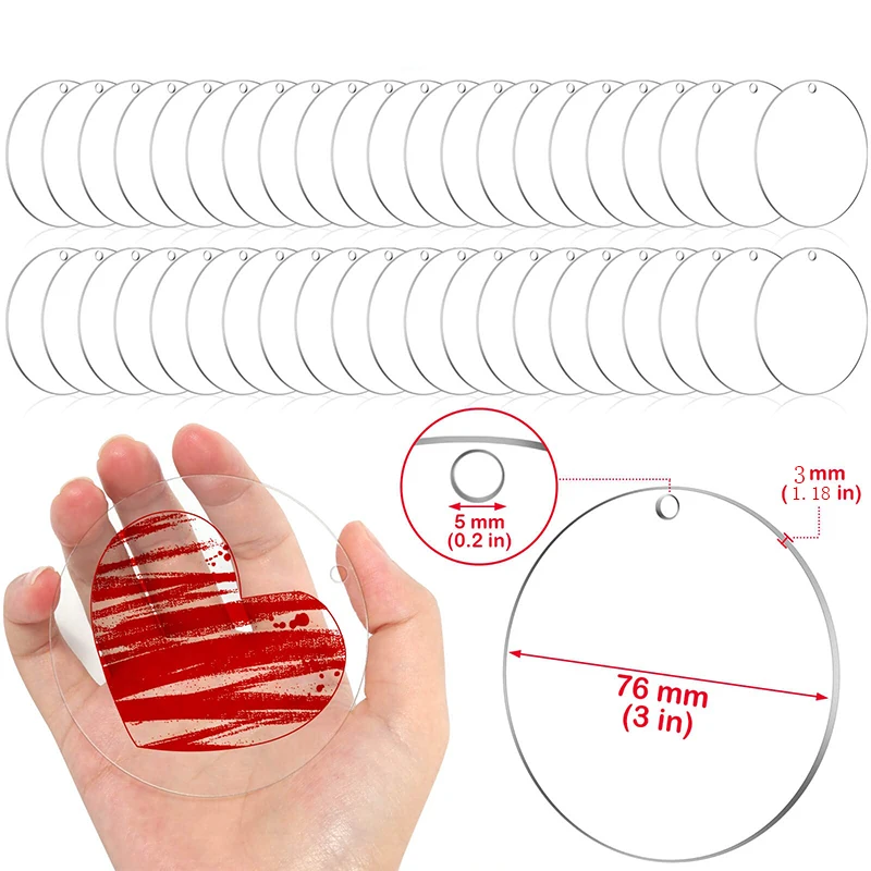 Acrylic Keychain Blanks Audab 50pcs Clear Keychains for Vinyl Acrylic  Transparent Circle Discs Acrylic Blanks Keychain Bulk for DIY Keychain  Crafting and Vinyl Projects