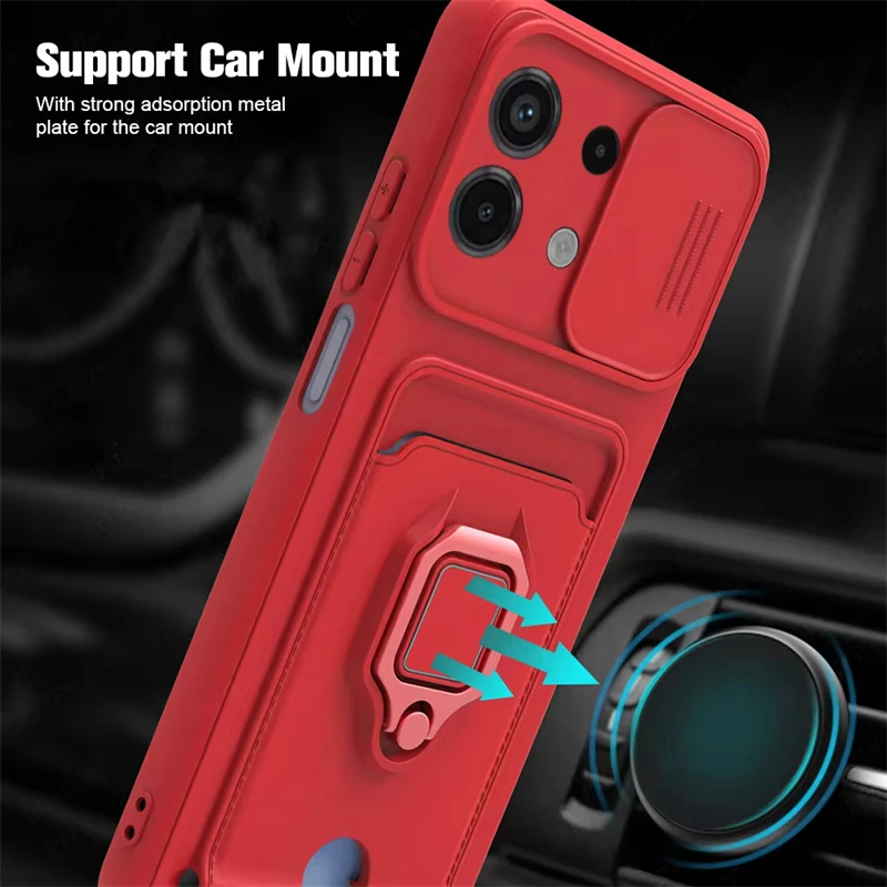 Slide Camera Card Slot Shockproof Luxury Armour TPU Phone Case