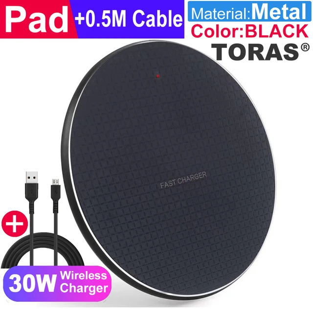 TORAS 30W Wireless Charger for iPhone 11 Xs Max X XR 8 Plus 30W Fast Charging Pad Ulefone Doogee Samsung Note 9 Note 8 S10 Plus 30W Black