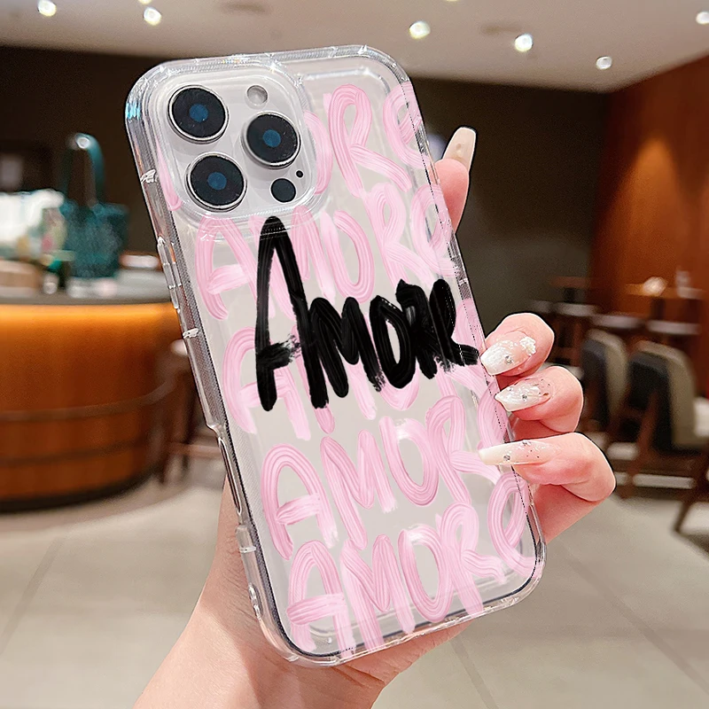 Italian Romantic Pink Lettering Phone Case - Soft Cover
