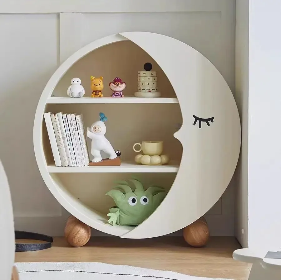 Modern Cream Style Sideboard Cabinet Lovely Moon Shape Storage Display Bookcase Children's Room Living Room Furniture Sideboard