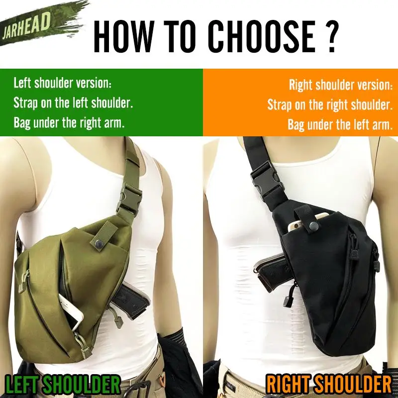 Multifunctional Concealed Tactical Storage Gun Bag Holster Men's Left Right Nylon Shoulder Bag Anti-theft Chest Hunting Pistol Holster Gun Holster Gun Bag Gun Accessories Hunting Holster Gun Holster Fanny Pack