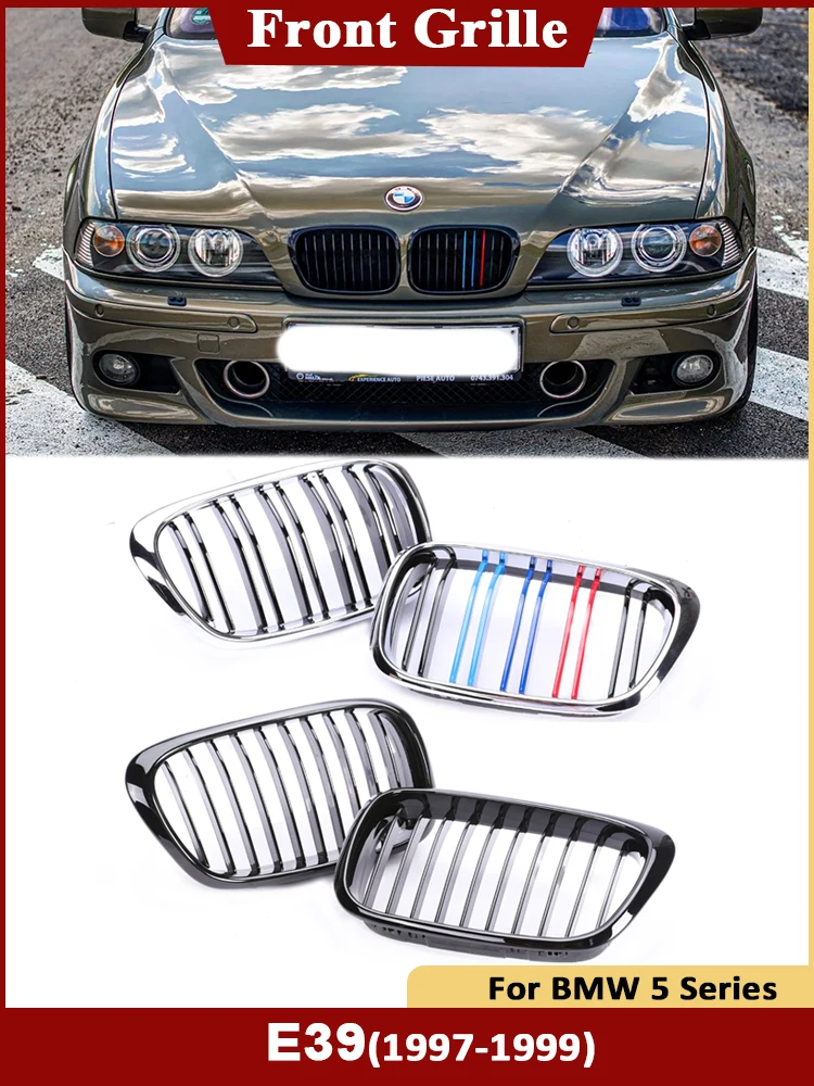

Gloss Black Chrome M Style Racing Grills Front Upper Kidney Bumper Inside Grille Accessories For BMW 5 Series E39 1997-2003