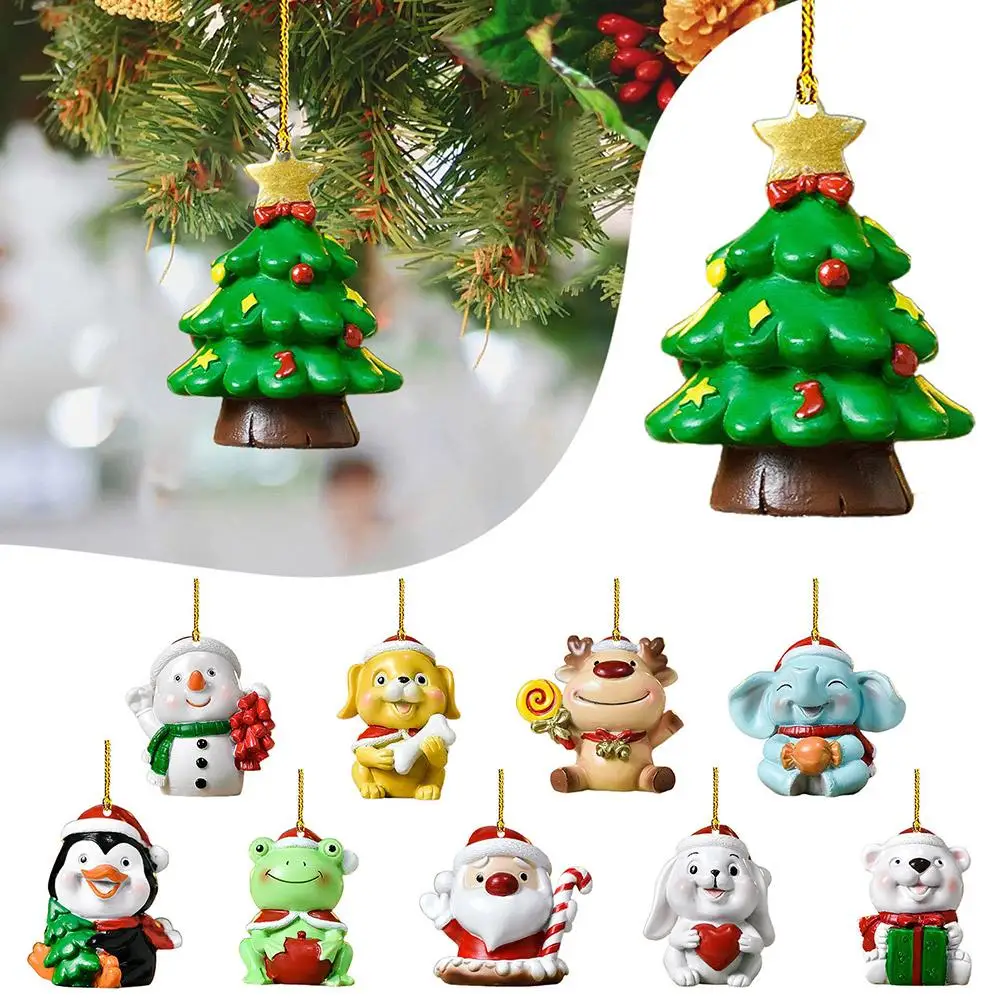 

2D Acrylic Hanging Pendant For Christmas Tree Snowman Santa Claus Home Backpack Car Hanging Ornaments Decoration Accessorie W4H1