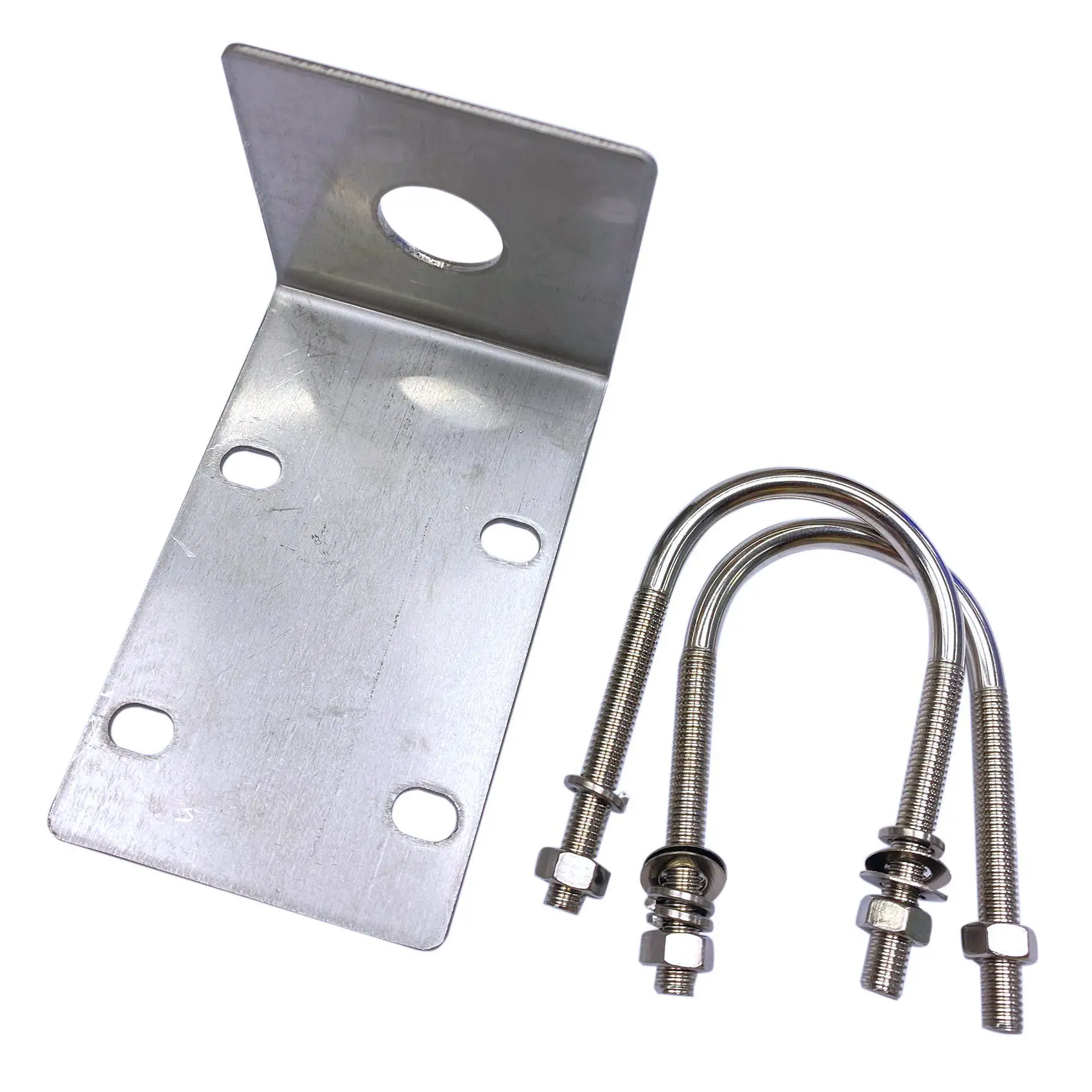 

Stainless Steel Antenna Mount Bracket with U Style Bolts for Ham UHF VHF CB Cellular Trucker Antenna Use Accepted