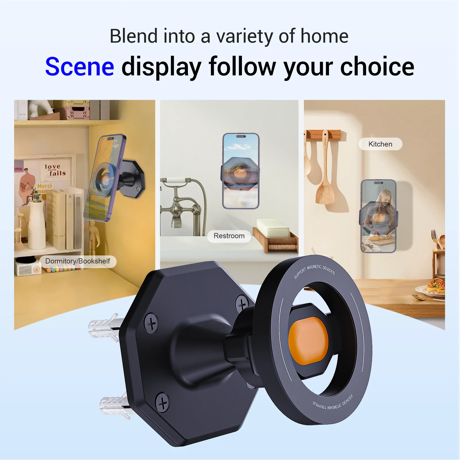 Universal Magnetic Wall Phone Mount with 360° Rotation