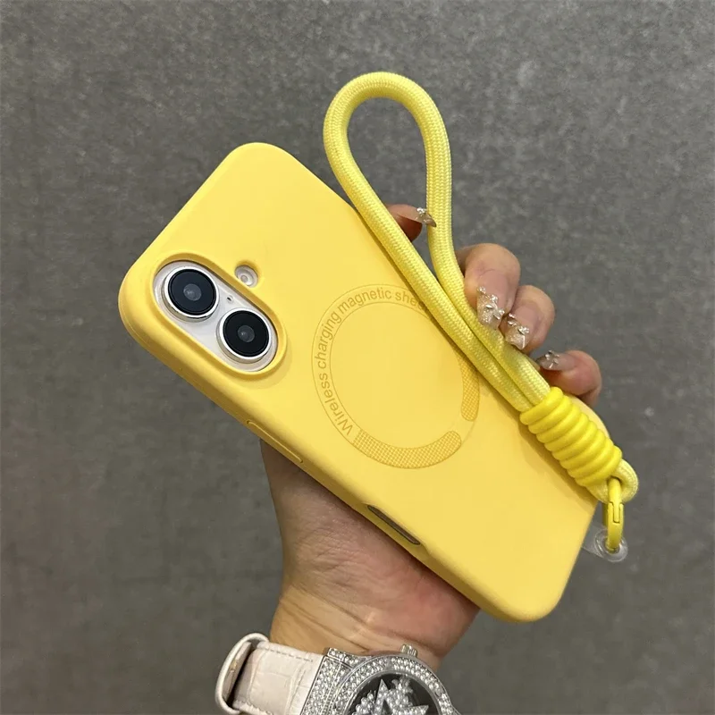 Liquid Silicone Magnetic Lanyard Phone Case with Bracelet - Soft Skin Feel Cover