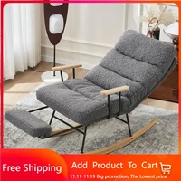 Rocking Chair Nursery, Modern Teddy Accent Rocker Armchair with Adjustable Backrest and Retractable Footrest 1