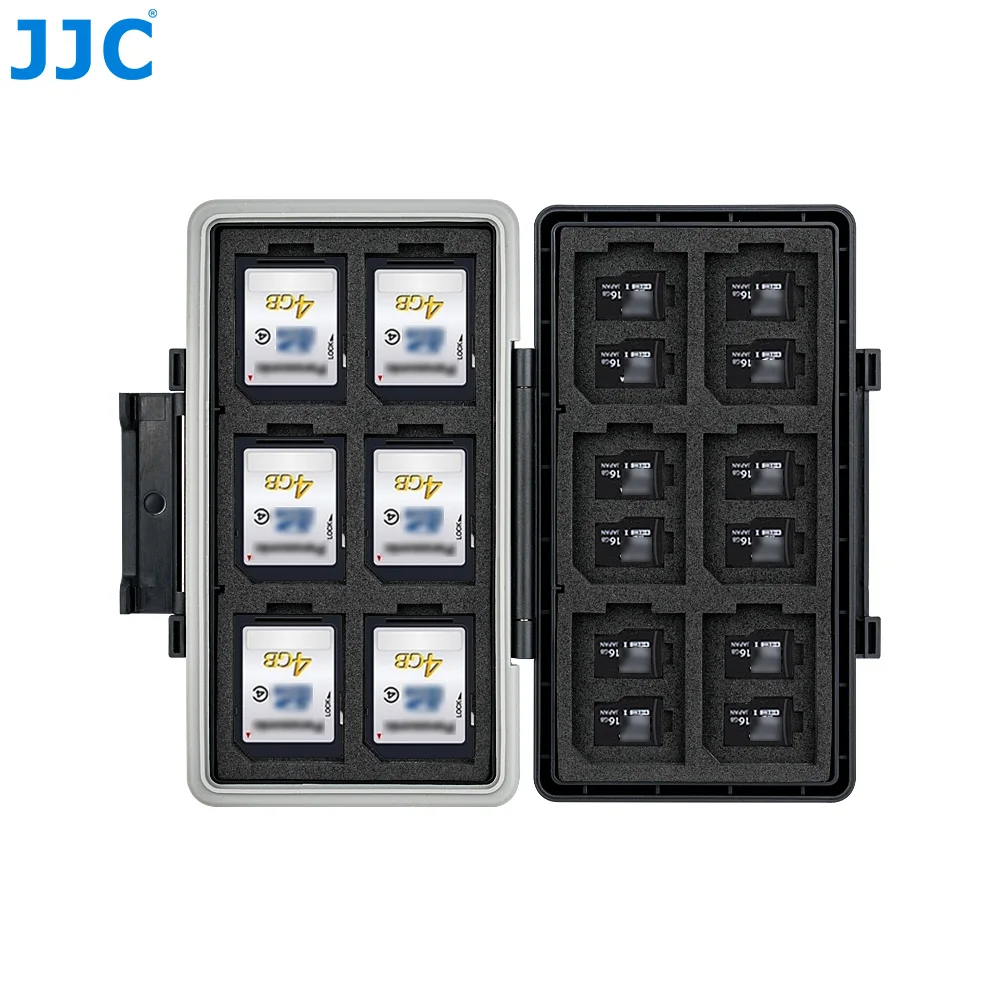 JJC 36 Slots SD Microsd Card Case Holder Waterproof  Soft Lining for 24 TF Micro SD SDXC SDHC & 12 SD Card Organizer Storage Box