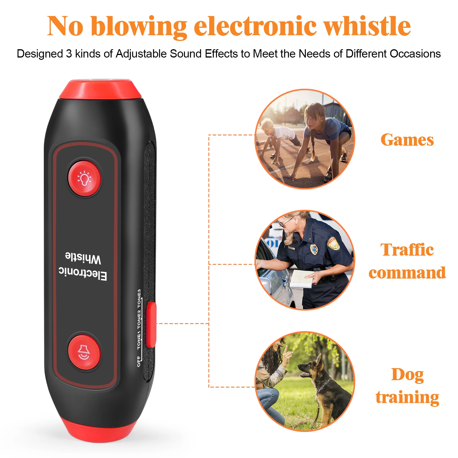 Electronic Whistle Handheld Electric With Lanyard SOS Light Flashlight For Coaches Referees P.E. Teacher