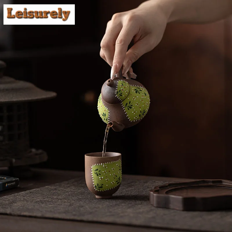 100ml Hand-painted Yellow Chrysanthemum Teapot Elegant Tea Infuser Pot Household Tea Maker Kettle With Filter Teaware Ornaments