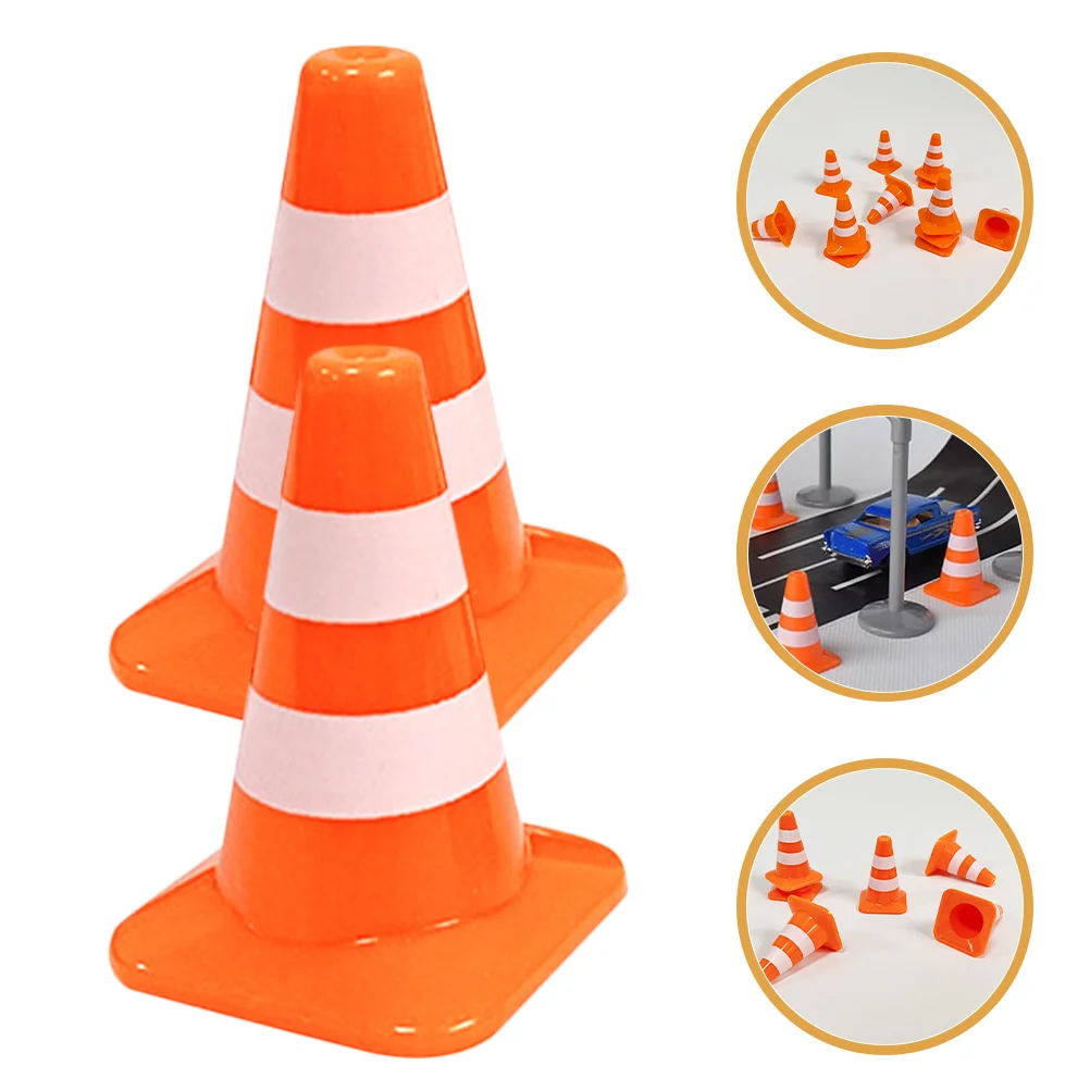

10 Pcs Micro Landscape Traffic Sign Traffic Sign Barricade Decoration Road Cone Models Small Signs Pp Cones Child