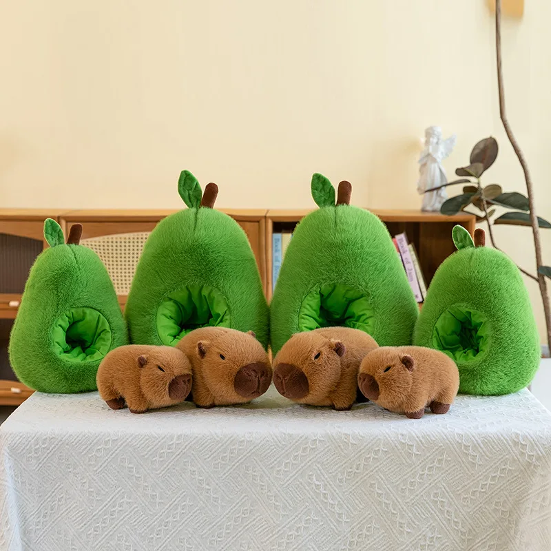 2-in-1 Baby Avocado Capybara 25/35cm Plush Toy Stuffed Creative Into Fruit Transform Apple Pig Cuddly Doll for Kid Birthday Gift