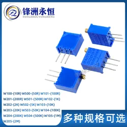 10pcs 3296W 3296 50 100 200 500 Ohm 1K 2K 5K 10K 20K 50K 100K 200K 500K 1M Ohm 103 100R 200R 500R Trimpot Trimmer Potentiometer