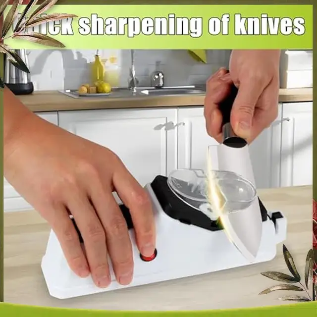 Electric Knife Sharpener,Knife Sharpener Tool For Quick Sharpening&Polishing With 5 Grindstone White Plastic 1