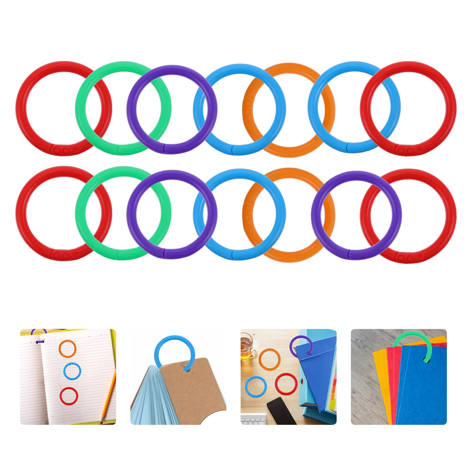 100 Pcs Color Ring Binder Snap Document Key Chains Crafts Loose Leaf Book Keychains Notebook