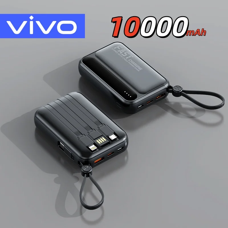 VIVO 500000mAh סוללת גיבוי ניידת 120W טעינה מהירה במיוחד קיבולת גדולה עם 4 כבלים מובנים עבור iPhone Samsung