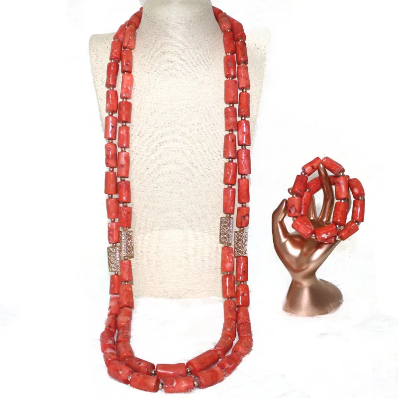 

Dudo Genuine Nature Coral Beads African Wedding Jewelry Men Set 2023 Traditional Jewellery