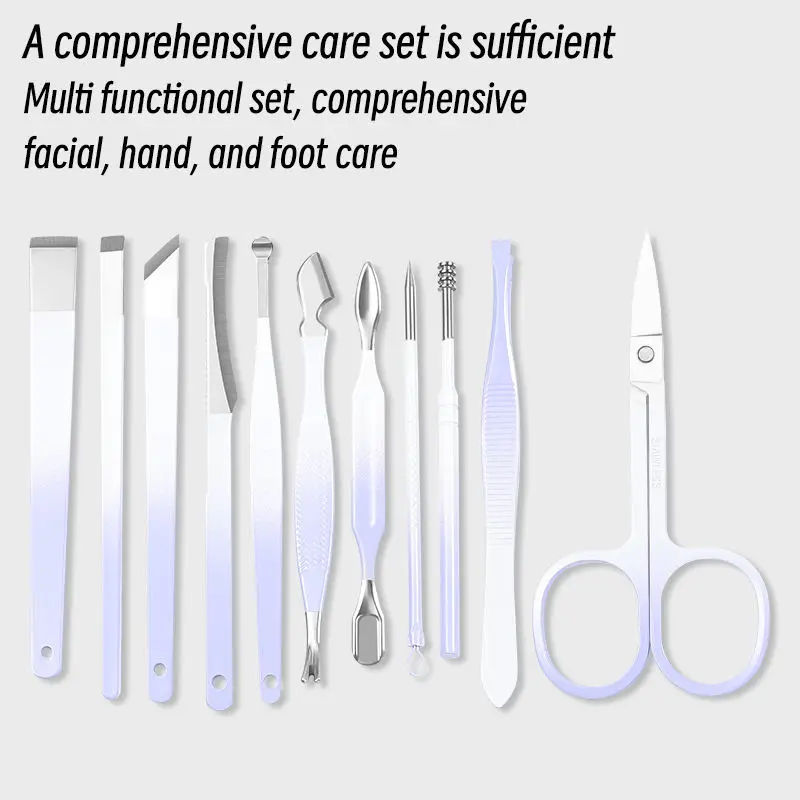 12/16Pcs Household Multi-Functional Stainless Steel Ear Spoon Nail Clippers Pedicure Nail Scissors Tool Set With Folding Bag Man 3
