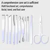 12/16Pcs Household Multi-Functional Stainless Steel Ear Spoon Nail Clippers Pedicure Nail Scissors Tool Set With Folding Bag Man 3