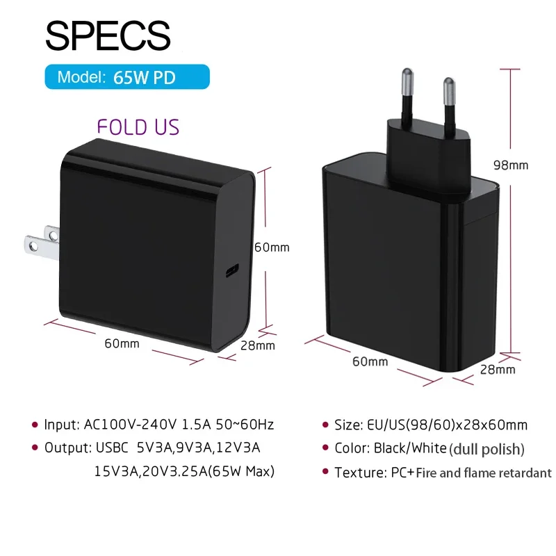 15V 4A 65W USB C Charger for Microsoft Surface Pro 4 Pro 5 6 7 X 65W Universal USB Type C Laptop Power Adapter