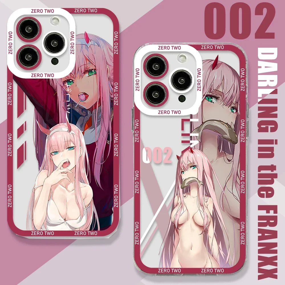 

Darling In The Franxx Phone Case For iPhone 15 14 13 12 Mini 11 Pro Max X XR XS 6 6S 7 8 SE Plus Soft Silicone Transparent Cover