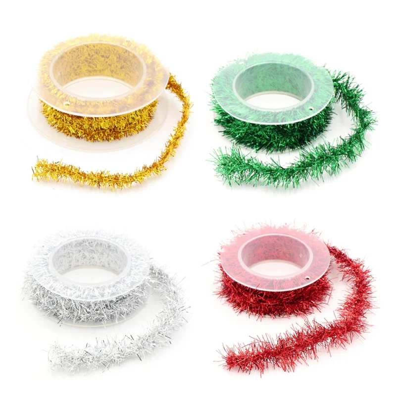 

Christmas Ribbon Wired 3m Christmas Decorative Ribbon Gift Box Packaging Ribbon DIY Colored Strips Metal Wire Wool Gift Wrapping