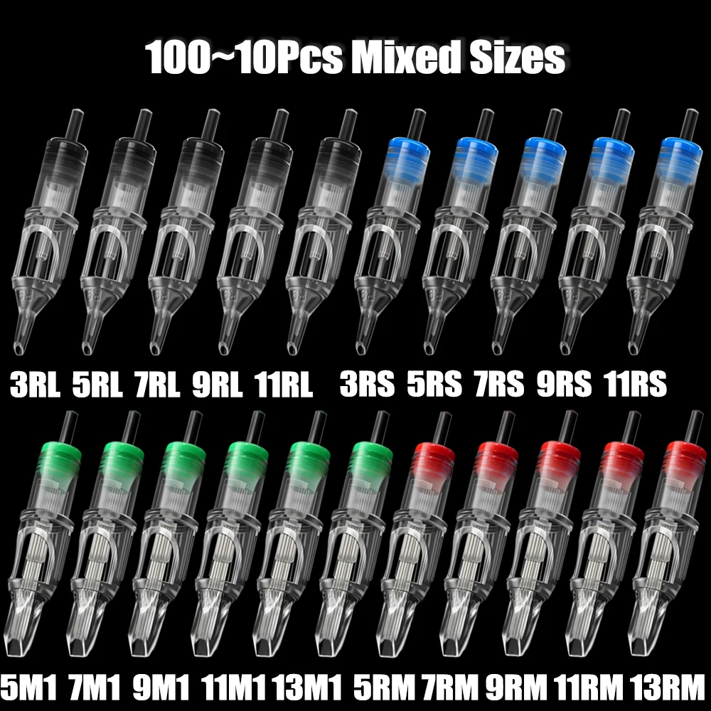 10/20/40/60/80/100PCS Original Mixed Cartridge Tattoo Needle RL RS M1 Disposable Sterilized Tattoo Needle for Cartridge sun hydraulics original cartridge valve nceb lcnfully adjustable needle valve