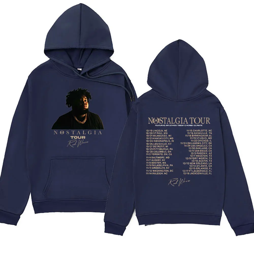 Rod Wave Nostalgia Tour Print Hoodie Male Harajuku Aesthetic Fleece Pullover Fashion Hip Hop Oversized Sweatshirts Men Women's