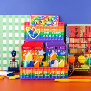 Boao 10 Pieces Double Colored Pencil Eraser Flexible Rubber Erasers for School Office Supplies