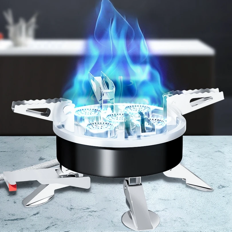 

High Quality 5-Core Burner Strong Firepower Camping Stove Portable Tourist Gas Stove Outdoor Picnic BBQ Cooking Cookware