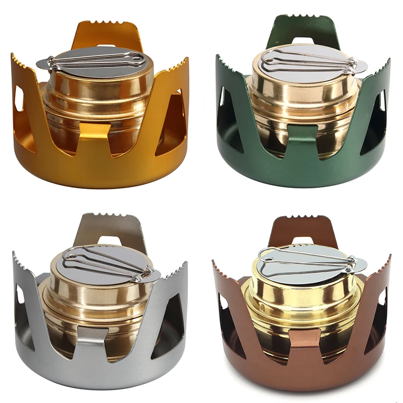 Heavy Duty Brass Alcoho Stove Burner with Aluminum Alloy Stand Lid