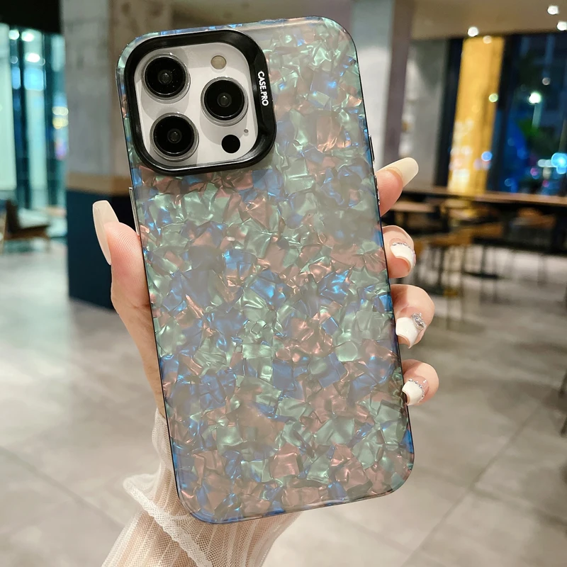 thumbnail image 1 of Luxury Bling Glitter Dream Conch Shell Marble Phone Case For iPhone 11 12 13 14 15 Pro Max 15plus Shockproof Bumper Back Cover, 1 of 5