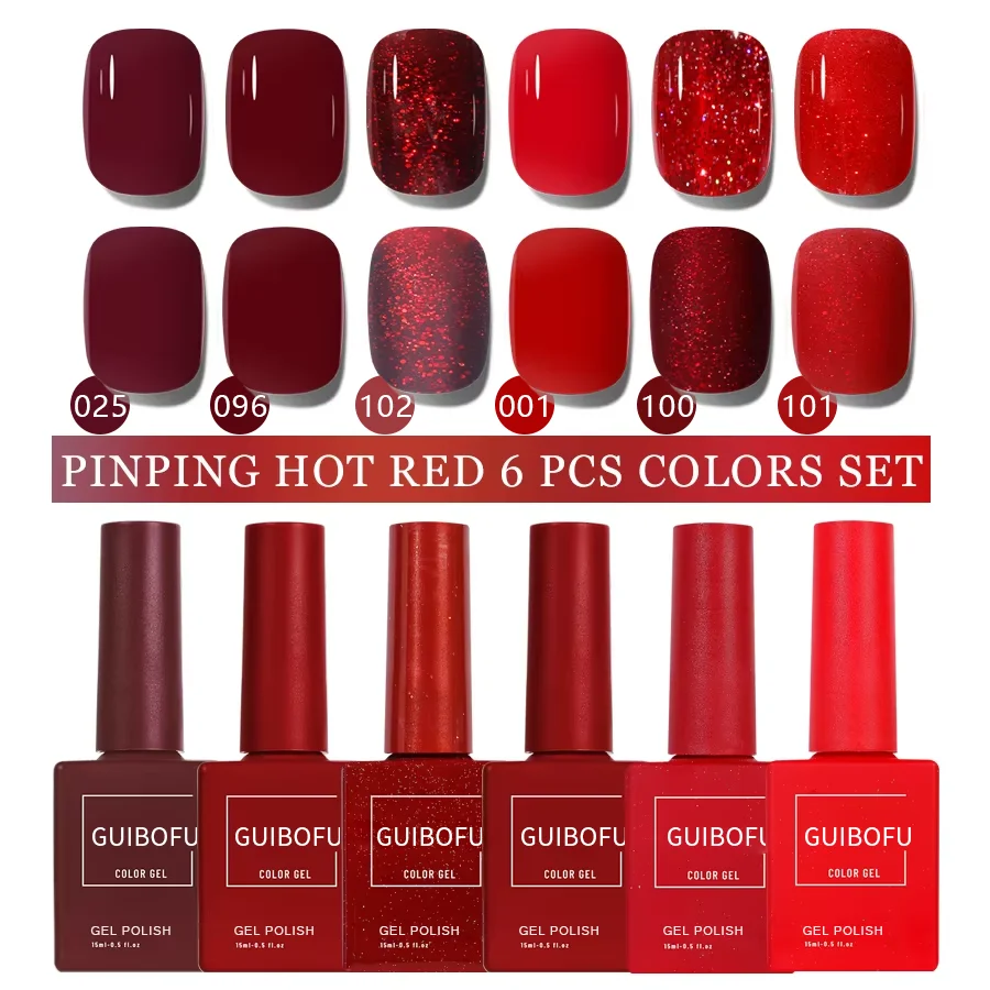 6pcs 15ml Gel Nail Polish Set Semi Permanent Soak Off Uv Varnish Nail Art For