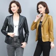 

ew 5XL Women's Leather Jacket 2022 Spring Motorcycle Leather Jacket Women Leather Suit Female Jacket Blazer