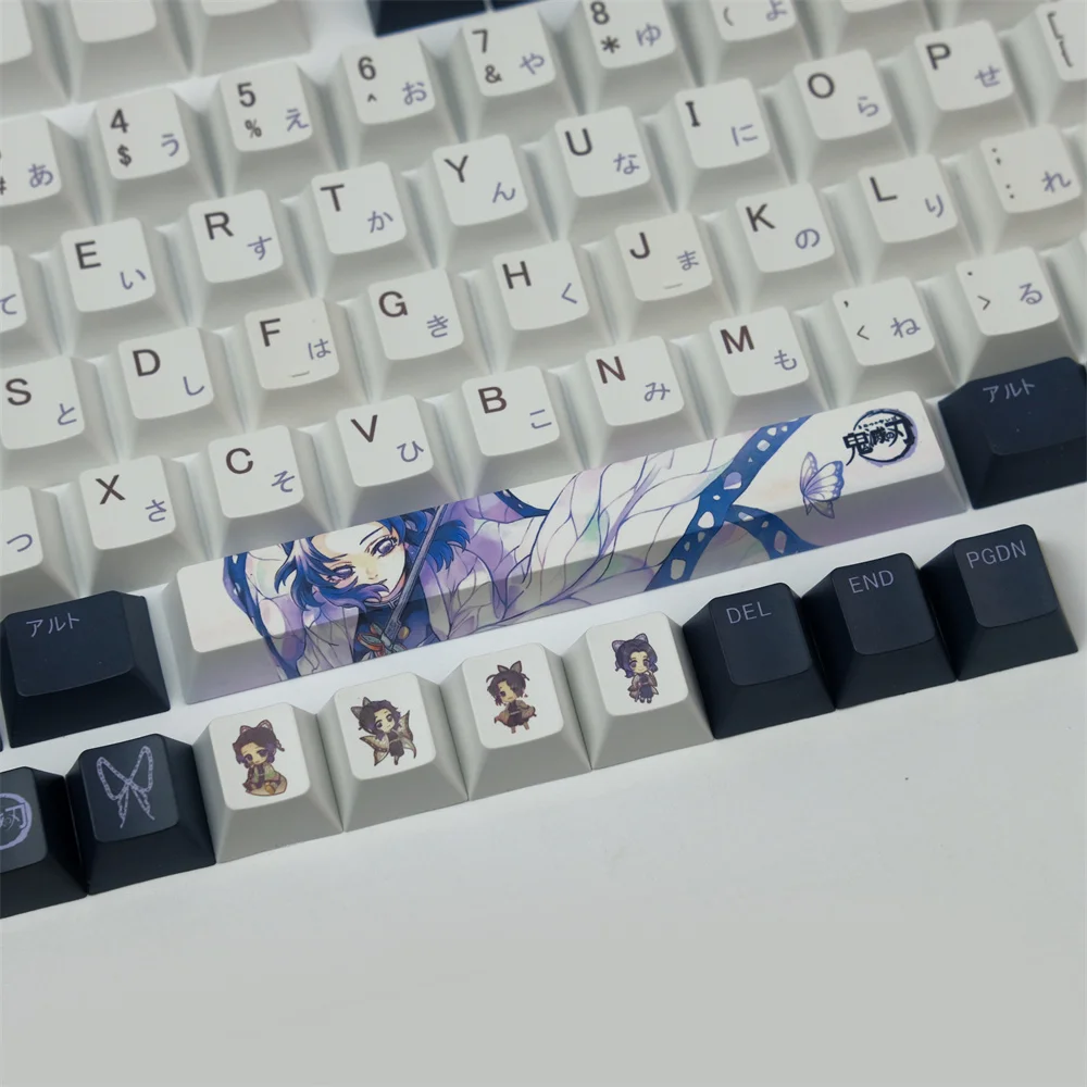 Conjunto Pbt Tintura Sublimação Anime Keycaps Kochou Shinobu Tema Chave Caps para Demônio Slayer Cherry Perfil Keycap 1 - Imagem 5