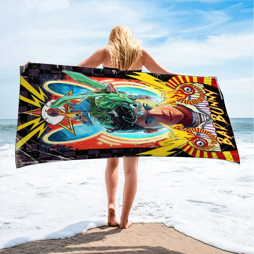 Large Beach Towel For Children 3D Printed Un Verano Sin Ti Bad Bunny Kids Microfiber Bath Towels Yoga Swimming Bathroom Fashion