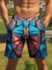 Colorful Geometric Pattern Print Men's Beach Shorts Quick Dry  Breathable Swimming Shorts Casual Trendy Men Sport Short Pants 1