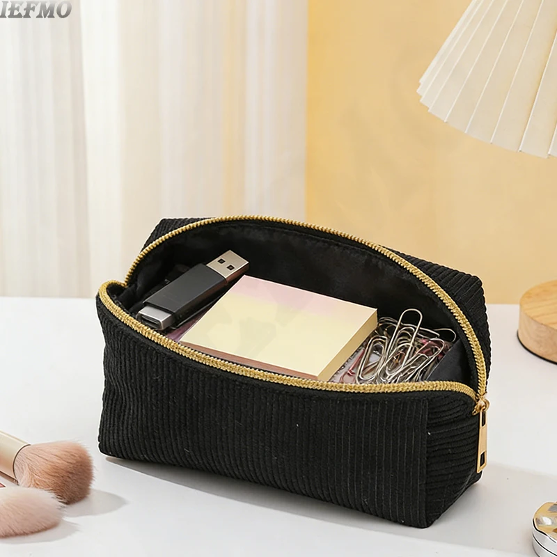 Travel Toiletry & Makeup Organizer - Portable Corduroy Bag with Large Capacity